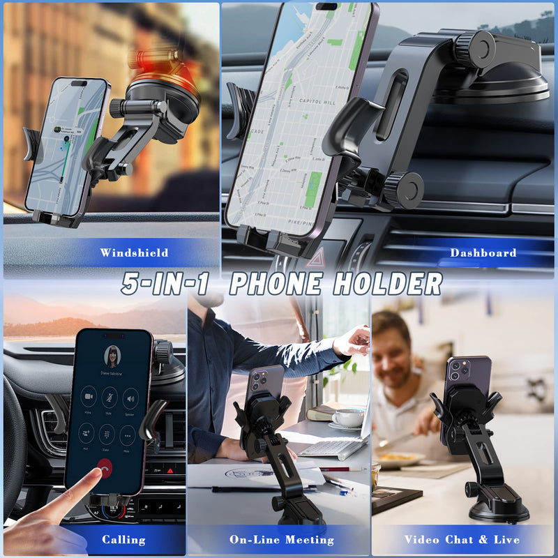  [AUSTRALIA] - IPOW Car Phone Mount [Off-Road Grade Super Suction] Universal Car Phone Holder Mount for Dashboard Windshield, Car Phone Mount for iPhone 14 Samsung All Phones with Angle Adjustment of 3 Parts Dashboard, Windshield