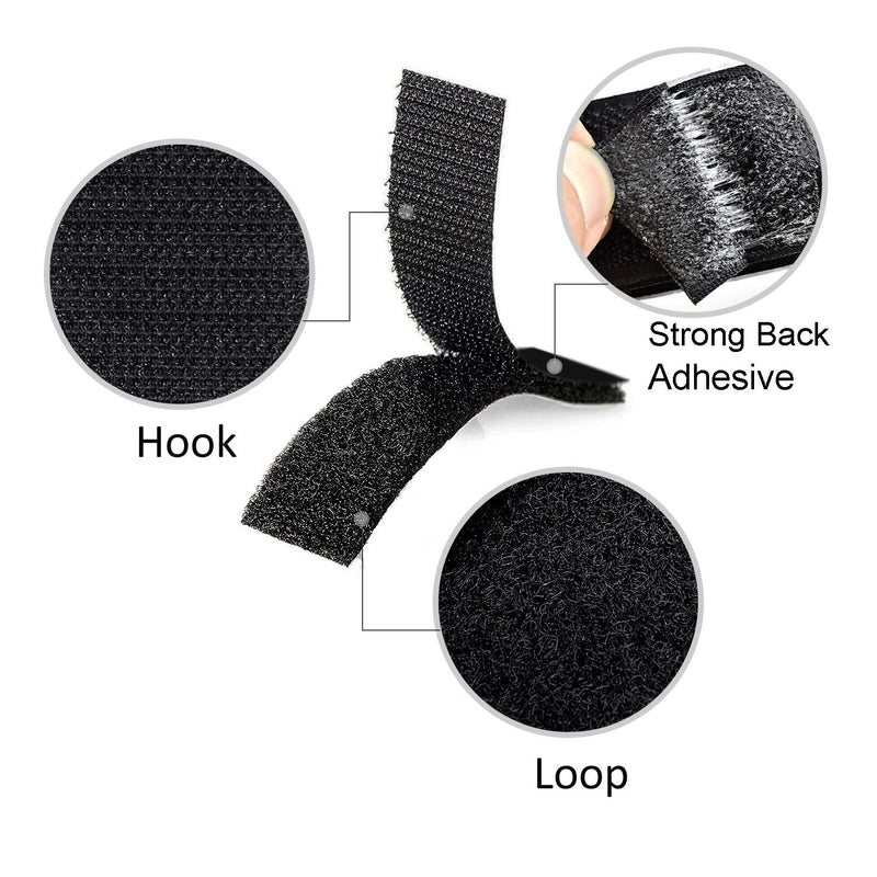  [AUSTRALIA] - Melsan 1x4 inch Hook and Loop Strips with Adhesive - 15 Sets, Strong Back Adhesive Fasten Mounting Tape for Home or Office Use - Instead of Holes and Screws, Black 1 inch x 4 inch-15 Sets