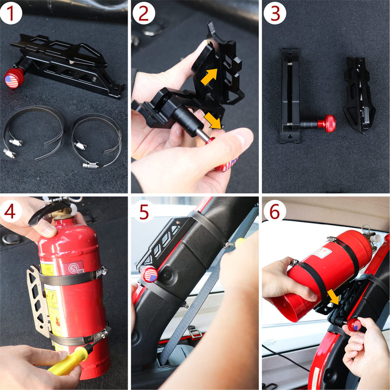  [AUSTRALIA] - Bestaoo Adjustable Roll Bar Fire Extinguisher Mount Holder for Jeep Wrangler TJ JK JKU JL UTV Polaris RZR Ranger Camper Van, Aluminum, Quick Release, Upgrade