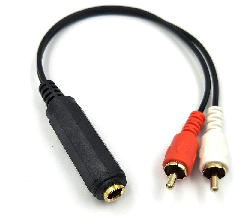  [AUSTRALIA] - Poyiccot RCA to 1/4 Adapter Cable, 6.35mm 1/4 inch TRS Stereo Jack Female to 2 RCA Male Plug Y Splitter Adapter Cable 25cm/10inch (635F-2RCAM)