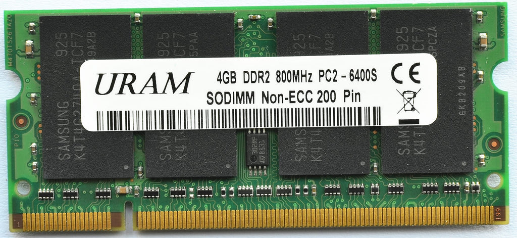  [AUSTRALIA] - URAM DDR2 4GB( Single) RAM 800MHz PC2 6400S PC2 6400 PC2 6300 200 Pin Samsung Chip RAM Memory Module for Laptops/Notebooks Upgrade