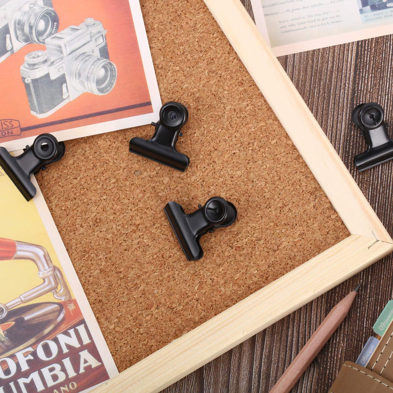  [AUSTRALIA] - 30 Pieces Push Pins Clips, Bulldog Clips with Thumb Tacks for School Artworks Projects on Cork Board, Photos Documents on Bulletin Board, No Holes for The Paper on Cubicle Walls (Black)