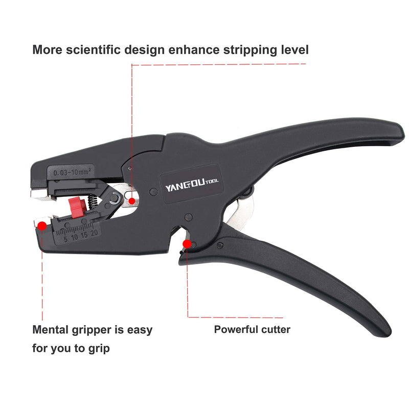  [AUSTRALIA] - Automatic Wire Stripper and Cutter,Yangoutool 2 in 1 Wire Stripping Tool and Wire Stripper Tool for Awg7-32 Cutting 0.25-0.75 Inches