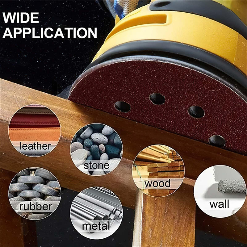  [AUSTRALIA] - WOVTE sandpaper 125mm Velcro, 100 pieces, 8 holes, sanding discs 125mm Velcro, grit 80/180/240/320/400/800/1000/1500/2000/3000 sanding disc, for grinding, milling, engraving