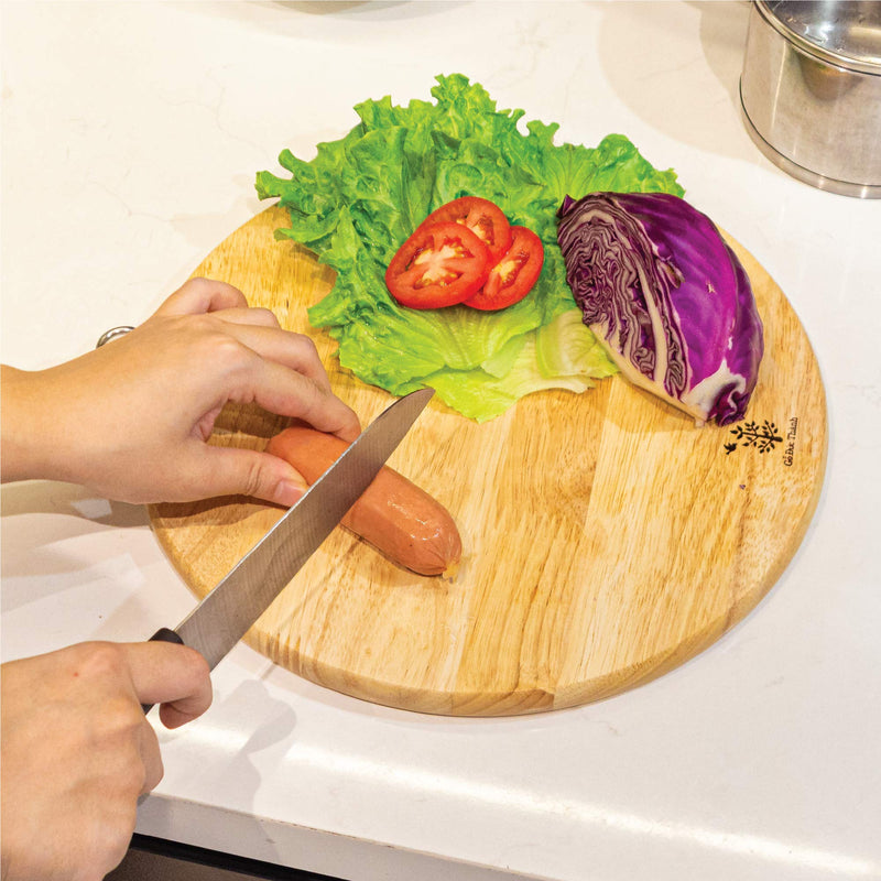  [AUSTRALIA] - Round Wood Cutting Board - Multipurpose Cutting Board for Chopping Meat, Vegetables, Fruits - Charcuterie Tray and Cheese Board - Reversible - With Stainless Steel Hanging Ring - 11.61x11.61x0.71inch… HNC.AM-0046