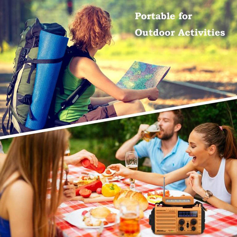 Emergency Radio with NOAA Weather Alert, Rechargeable 5000mAh Battery Operated Solar Hand Crank Radio, Outdoor Portable AM FM SW Radio with USB Charger, Flashlight,Reading Lamp, SOS Alarm for Survival Yellow - LeoForward Australia