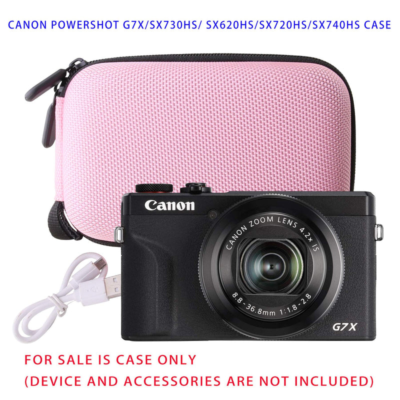  [AUSTRALIA] - waiyu Hard EVA Travel Case for Canon PowerShot G7X/SX730HS/ SX620HS/SX720HS/SX740HS Digital Camera (Pink) Pink