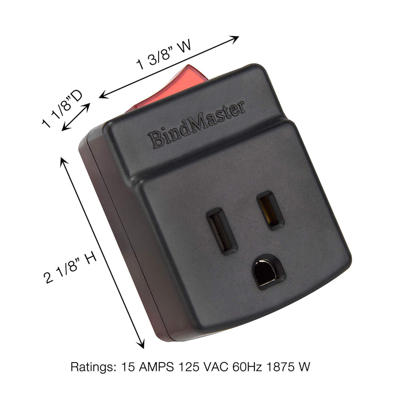 BindmMaster 3 Prong Grounded Single Port Power Adapter with Red Light Indicator On/Off Switch to be Energy Saving, Black (1 Pack) 1 Pack - LeoForward Australia