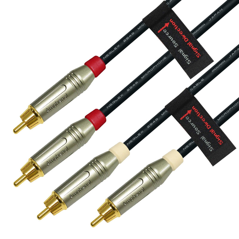  [AUSTRALIA] - WORLDS BEST CABLES 0.5 Foot – Directional High-Definition Audio Interconnect Cable Pair Custom Made Using Mogami 2549 Wire and Amphenol ACPR Die-Cast, Gold Plated RCA Connectors