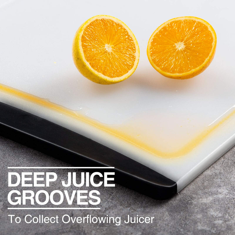  [AUSTRALIA] - Large Cutting Board, 14" Plastic Cutting Board for Kitchen Dishwasher Safe Non Slip Chopping Board with Juice Grooves Kitchen Cutting Board with Easy Grip Handle, Clear, Kikcoin L-14.0"L*9.7"W