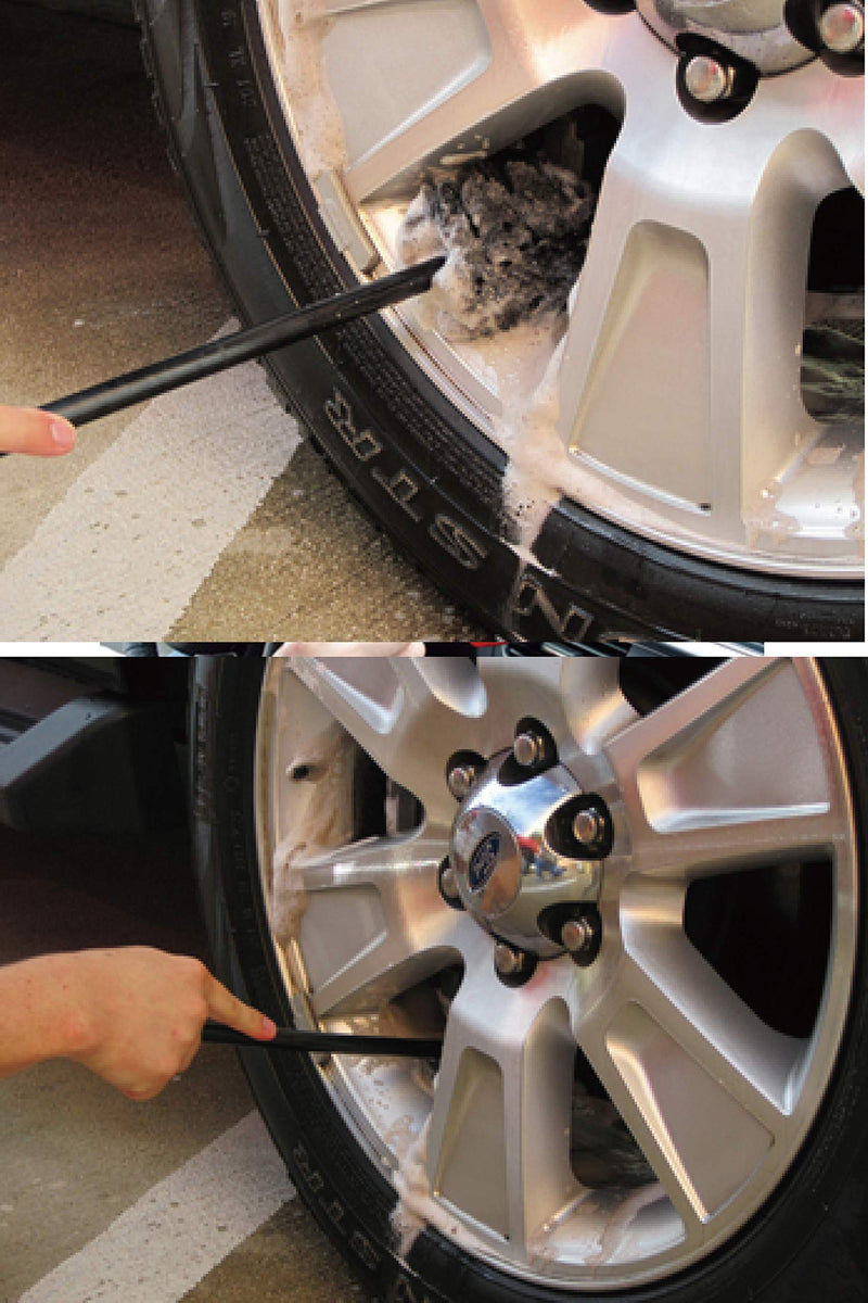  [AUSTRALIA] - Maxshine Extended Reach Handle Wheel Wool Brush Kit for Car Internal & External，Black，45cm 40cm 35cm