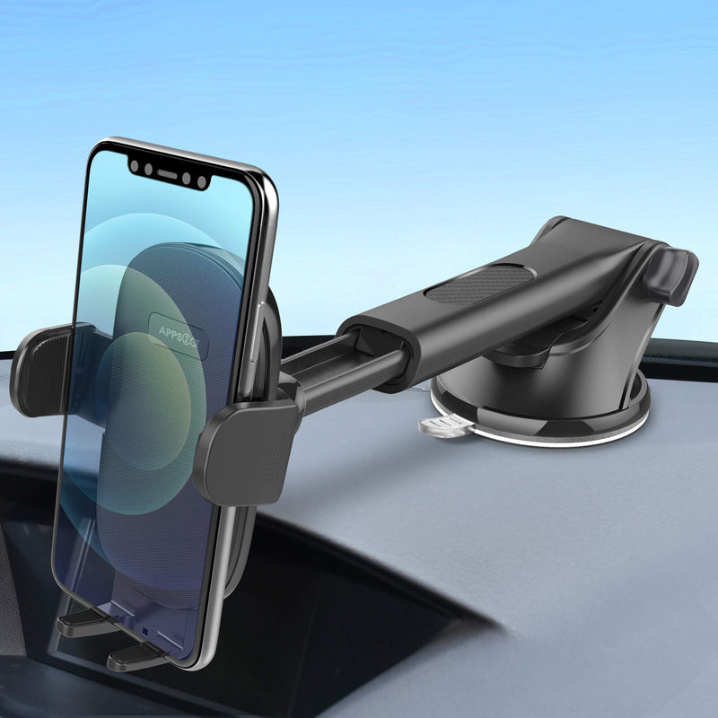  [AUSTRALIA] - APPS2Car Suction Cup Car Phone Holder Mount, Dashboard/Windshield/Window Phone Holder for Car with Ultra Sticky Gel Pad, Compatible with iPhone, Samsung, All Cellphone, Thick Case & Big Phone Friendly