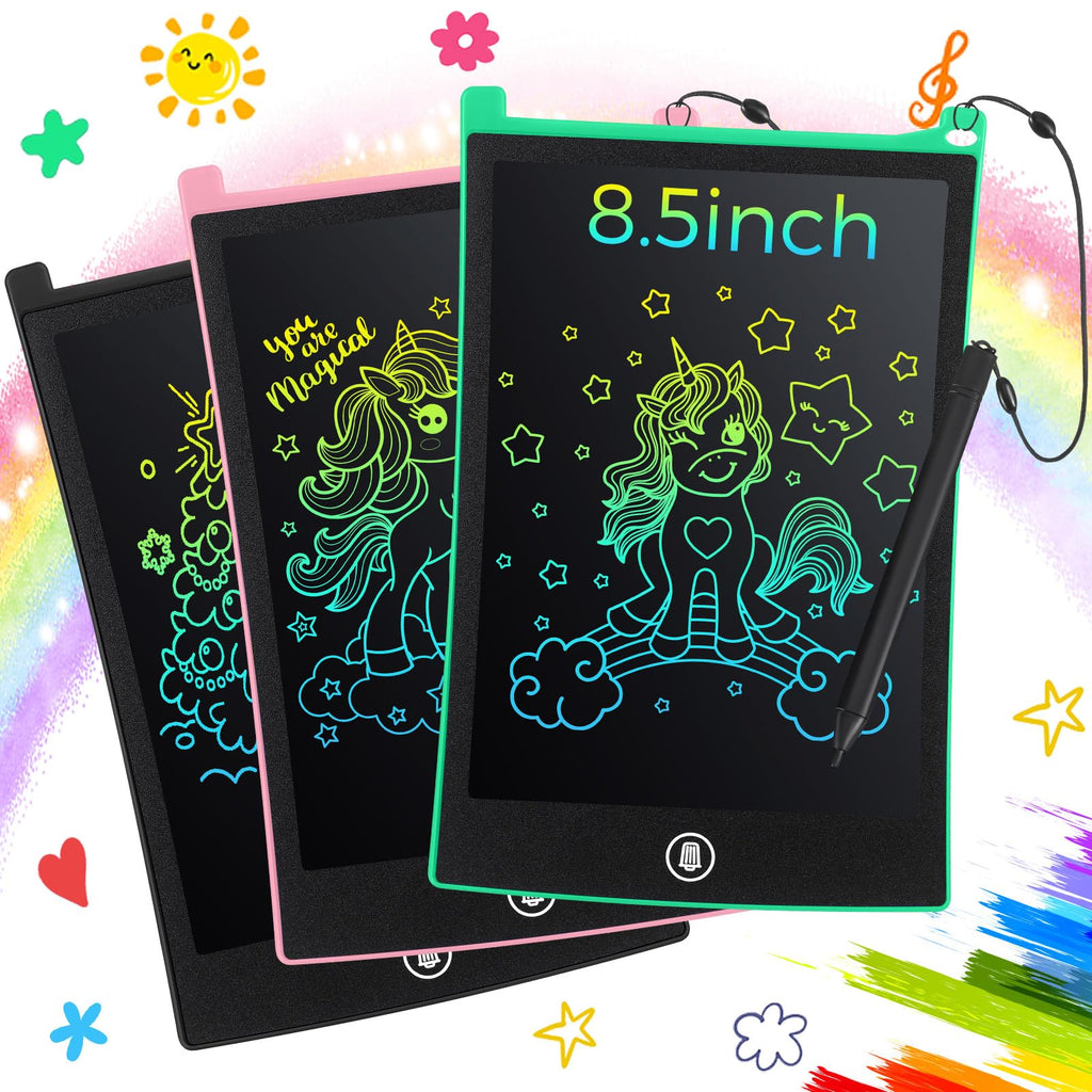  [AUSTRALIA] - 3 Pcs LCD Writing Tablet for Kids 8.5 Inch Colorful Doodle Drawing Tablet LCD Screen Kids Doodle Pad Portable Electronic Drawing Board for Kid Educational and Learning (Arc Colorful Style) Arc Colorful Style
