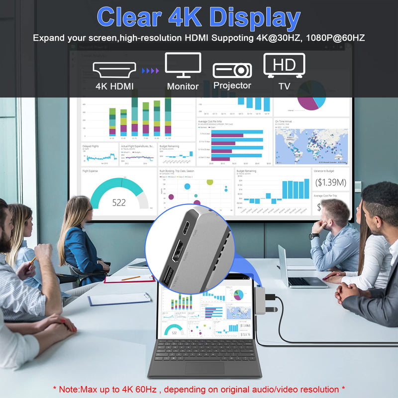  [AUSTRALIA] - Surface Pro 8 Accessories，Surface Pro 8 Docking Station with 4K HDMI，USB-C Thunderbolt 4 (Display+Data+PD Charging)，USB 3.0，USB 2.0，TF Card Slot, Triple Display USB C Hub for Microsoft Surface Pro 8 Silver