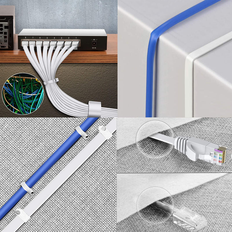  [AUSTRALIA] - Cat6 Ethernet Cable 50 FT White, BUSOHE Cat-6 Flat RJ45 Computer Internet LAN Network Ethernet Patch Cable Cord - 50 Feet 50FT