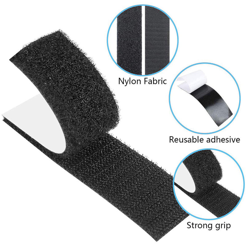  [AUSTRALIA] - Hook Loop Strips with Adhesive, YBWM Industrial Strength Sticky Back Fasteners Double-Side Mounting Tapes Heavy Duty Picture Hanging Strips for Home and Office Use, Black 16 Pairs 1.2 x 4 Inch 1.2*3.9inch-16 sets (black)