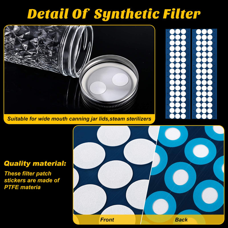  [AUSTRALIA] - 96 Pieces Synthetic Filter Paper Stickers 20 mm Filter Patch Sticker 0.25 µm Filter Paper Circles for Mushroom Cultivation Wide Mouth Jar Lids