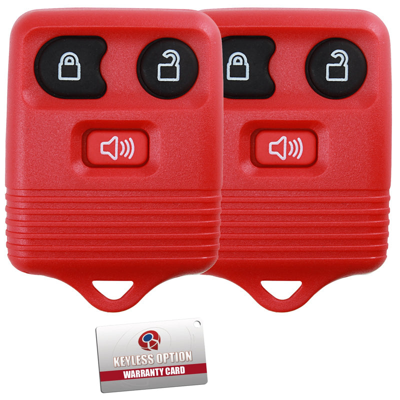  [AUSTRALIA] - 2 KeylessOption Red Replacement 3 Button Keyless Entry Remote Control Key Fob Clicker