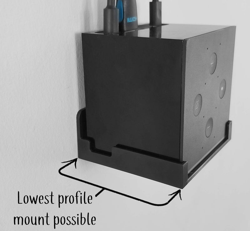  [AUSTRALIA] - Dot Genie Easy Hanging Fire TV Cube Wall Mount (Fits 1st & 2nd Gen and New 3rd Gen Fire TV Cube) | Updated for More Support | Totally Hides Cords | Improves Visibility | Quick Install 1-Pack Black