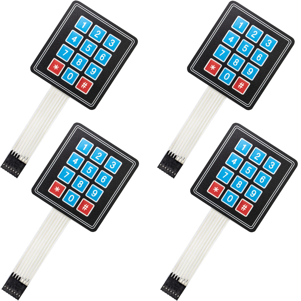  [AUSTRALIA] - jujinglobal 4pcs 3 x 4 Matrix Array Membrane Switch Keypad Keyboard 12 Key Matrix Array Membrane Switch Keypad Keyboard Compatible with Arduino Microcontroller