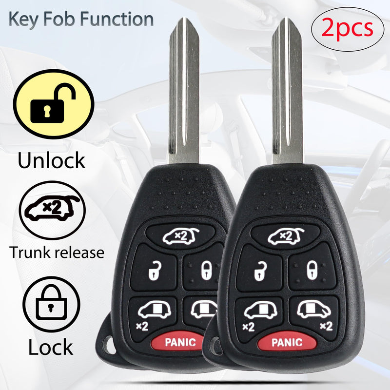  [AUSTRALIA] - Key Fob Keyless Entry Fits for Chrysler Town & Country Dodge Grand Caravan 2004 2005 2006 2007 Remote Control Replacement 05183683AA M3N5WY72XX 46Chip 6 Button Head Fob Key (Set of 2)