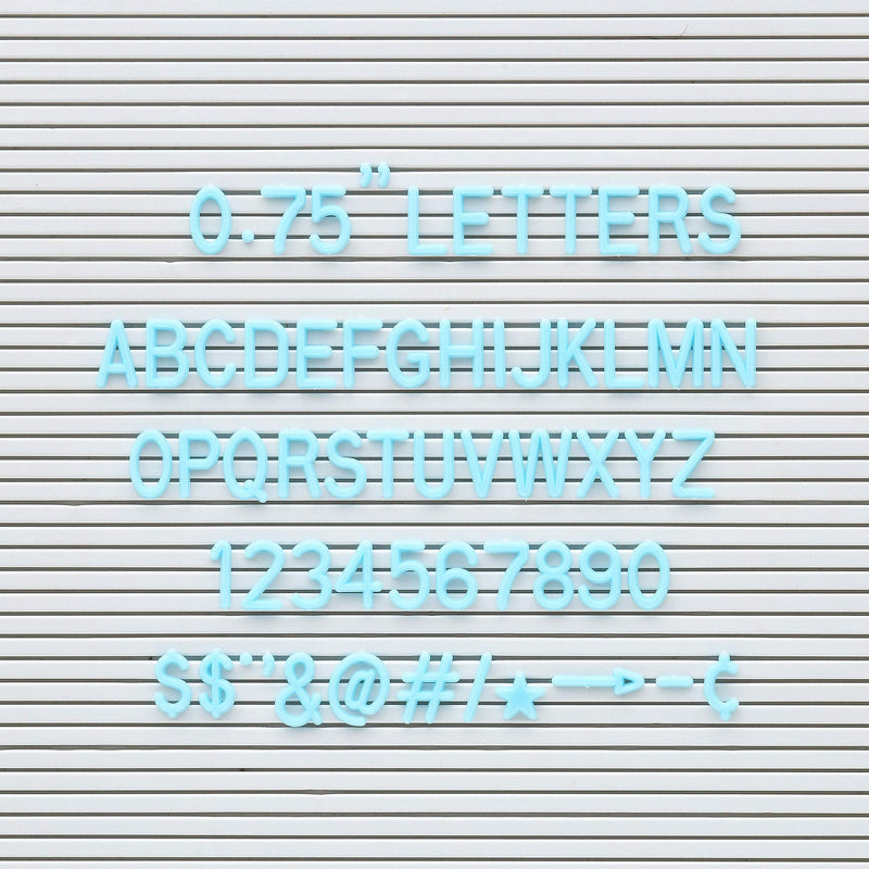  [AUSTRALIA] - 3/4 Inch Letters for Flet Letter Boards,300 Pieces Including Letters, Numbers & Symbols for Changeable Plastic Message Boards (Light Blue) Light Blue