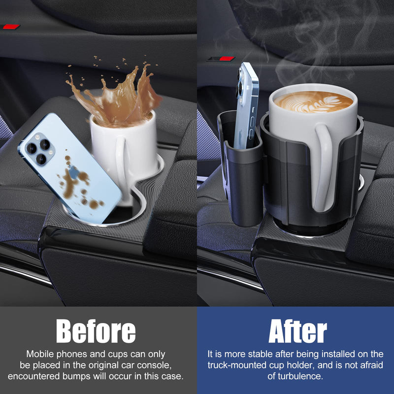  [AUSTRALIA] - Car Cup Holder Expander with Phone Holder, Adjustable Base Compatible with Yeti 20/36/46oz, Hydro Flasks 32/40oz, Fits Most Cup Holder, Diameter Bottles in 3.4"-4.0"(1PCS) 1PCS