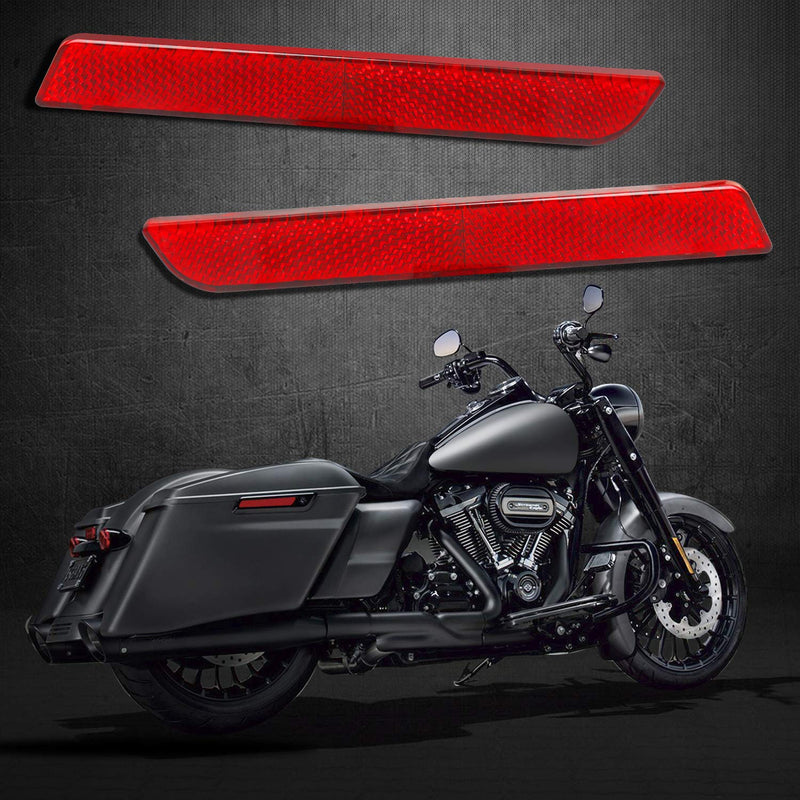  [AUSTRALIA] - NTHREEAUTO Red Saddle Bag Reflector Inserts Latch Covers Compatible with 1993-2013 Harley Davidson touring model FLT, FLHT, Road King, Street Glide, ETC