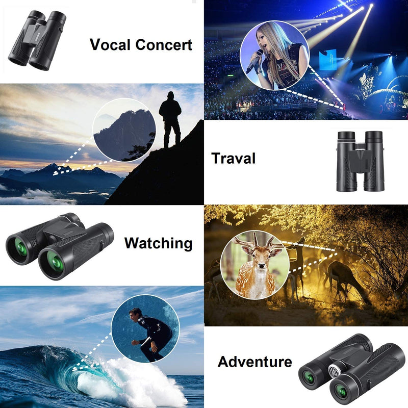  [AUSTRALIA] - 12x42 Binoculars for Adults, Powerful Compact Professional HD Binocular with Low Light Night Vision, Waterproof Binoculars for Bird Watching, Travel, Hunting, Sports, Concert