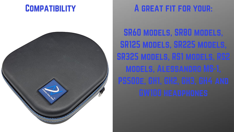  [AUSTRALIA] - Premium Carrying case Compatible with Grado SR60 SR80 SR125 SR225 SR325, RS1 RS2, Alessandro MS-, PS500e, GH1 GH2 GH3 GH4 and GW100 Headphones. Grip-TECH 2 Outer Liner Easy Transport