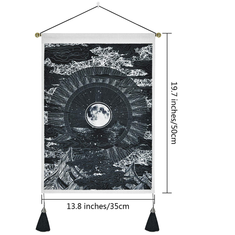  [AUSTRALIA] - Pack of 2 Tapestry Moon and Star Tapestry Ocean Wave Tapestry Black and White Tapestries Mountain Tapestry Sunset Great Wave Tapestry Wall Hanging for Room (13.8 x 19.7 inches)