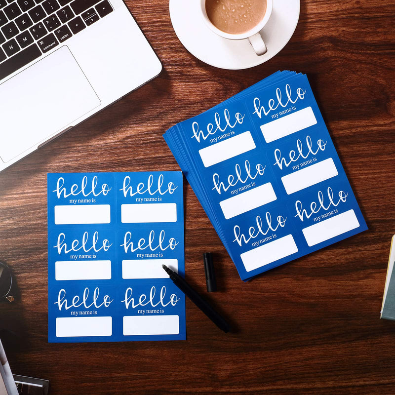 120 Pieces Hello Name Tags with Black Marker Pen, Hello My Name is Stickers Newborn Baby Name Sticker Labels for School Office Home (Blue) Blue - LeoForward Australia