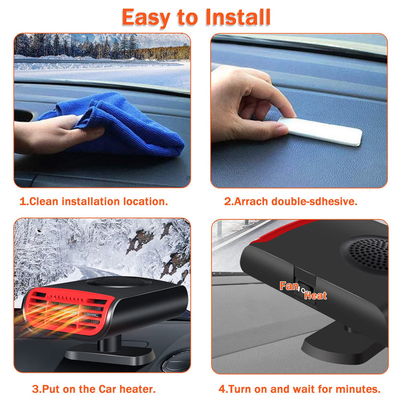  [AUSTRALIA] - 【New 2022】Portable Car Heater, 12V 150W Fast Heating Defrost Defogger 3 in 1 Portable Car Heater with Heating & Cooling & Air Purify, Car Fan Windshield Defroster(Black)