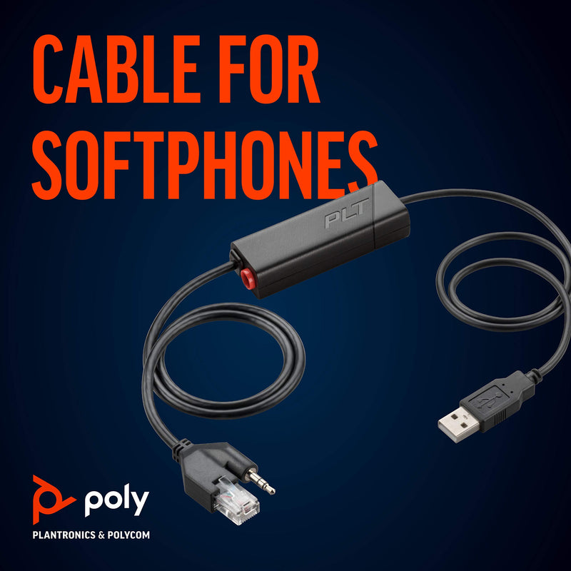  [AUSTRALIA] - Poly (Plantronics + Polycom) Plantronics - Electronic Hook Switch APU-76 (Poly) - Cable for DECT and 900 MHz Headset - One Touch Call Control, Black (211076-01)