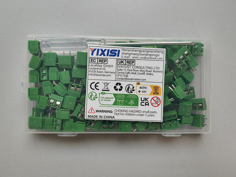  [AUSTRALIA] - YIXISI 100 pieces 5 mm 2 pin / 3 pin PCB mount screw terminal block, screw terminal connector, for Arduino (2 pin-80, 3 pin-20) green 2P + 3P