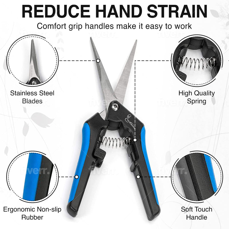  [AUSTRALIA] - Hydroponic 2Pack Microtip Straight blade/Curved Blade Flower Leaf Trimmer Pruning Shears by Yieldcropper