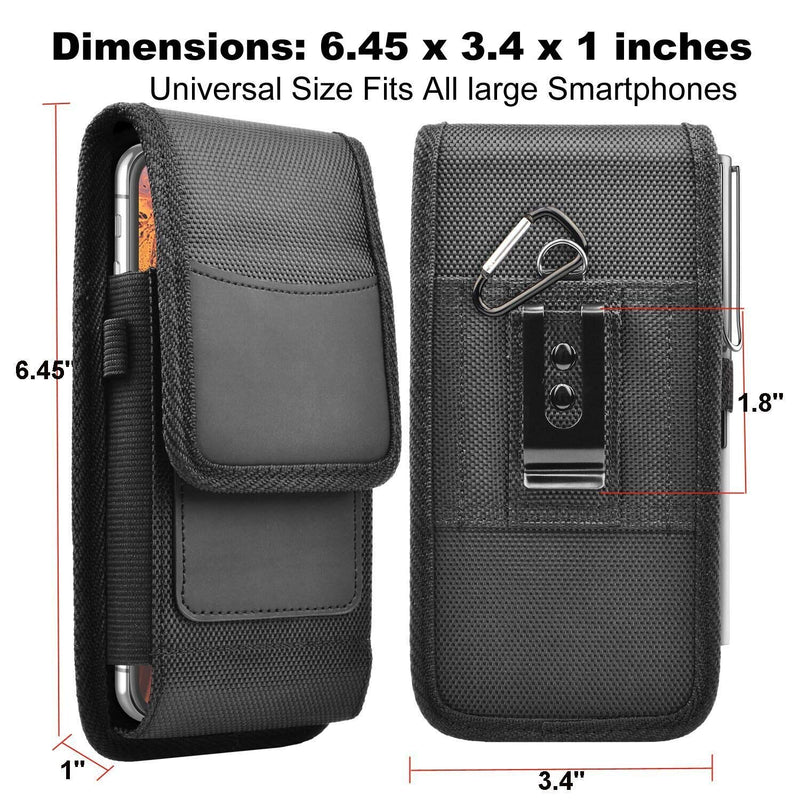  [AUSTRALIA] - Takfox Phone Holster for Samsung Galaxy S21 Ultra S21 Plus S20 S10+S9 S8 Note 20,A01 A11 A21 A51 A71 A10e A02S A12 A32,K51 Stylo 6 Nylon Cell Phone Belt Clip Holster Carrying Pouch w Card Holder,Black