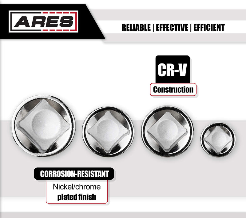  [AUSTRALIA] - ARES 70007 - 4-Piece Socket Adapter and Reducer Set - 1/4-Inch, 3/8-Inch, & 1/2-Inch Ratchet/Socket Set Extension/Conversion Kit - Premium Chrome Vanadium Steel with Mirror Finish