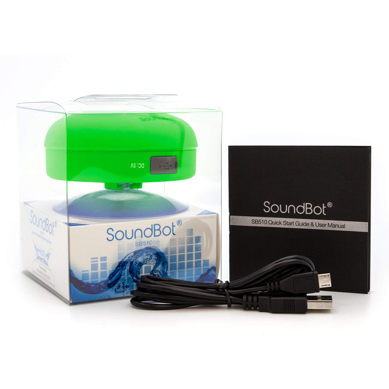 SoundBotÂ SB510 HD Water Resistant Bluetooth Wireless Shower Speaker, Hands-Free Portable Speakerphone w/ 6Hrs of Playtime, Built-in Mic, Control Buttons & Detachable Suction Cup for Indoor & Outdoor Green - LeoForward Australia
