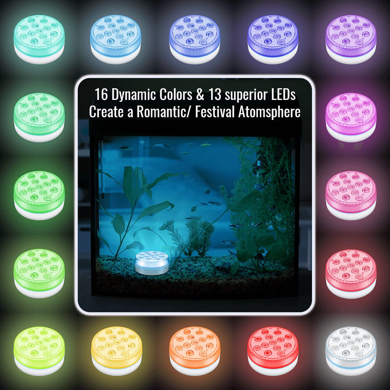  [AUSTRALIA] - Pool Lights Submersible LED Light Underwater Battery Operated Pond Lights with RF Remote Suction Cups 16 Colors Magnet Waterproof for Aboveground Inground Pools Fountain Bathtub Aquarium (1 Pack) 1 Pack