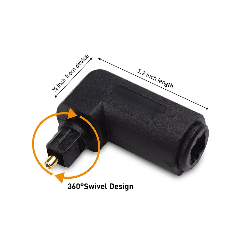  [AUSTRALIA] - Cable Matters 2-Pack Right Angle Toslink Adapter (Toslink Extension) Male to Female