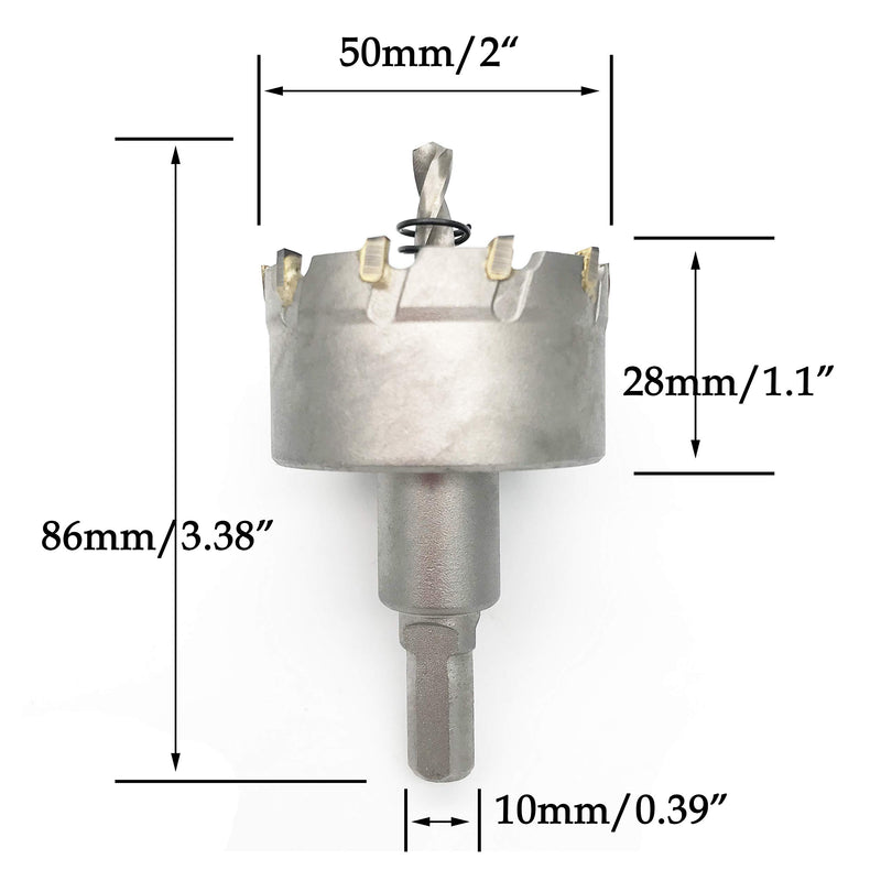 50mm HSS Tungsten Carbide Hole Saw, TCT Cutter Drill Bit for Metal Stainless Steel Wood Aluminum - LeoForward Australia