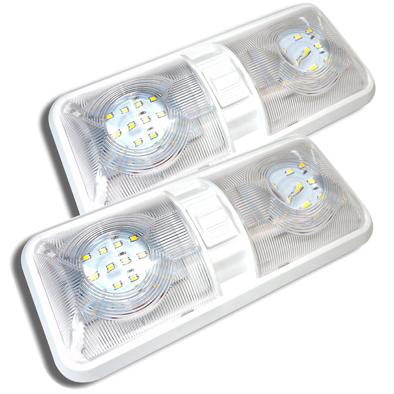  [AUSTRALIA] - Leisure LED 2 Pack RV LED Ceiling Double Dome Light Fixture with ON/Off Switch Interior Lighting for Car/RV/Trailer/Camper/Boat DC 11-18V Natural White (Natural White 4000-4500K, 2-Pack) Natural White 4000-4500K