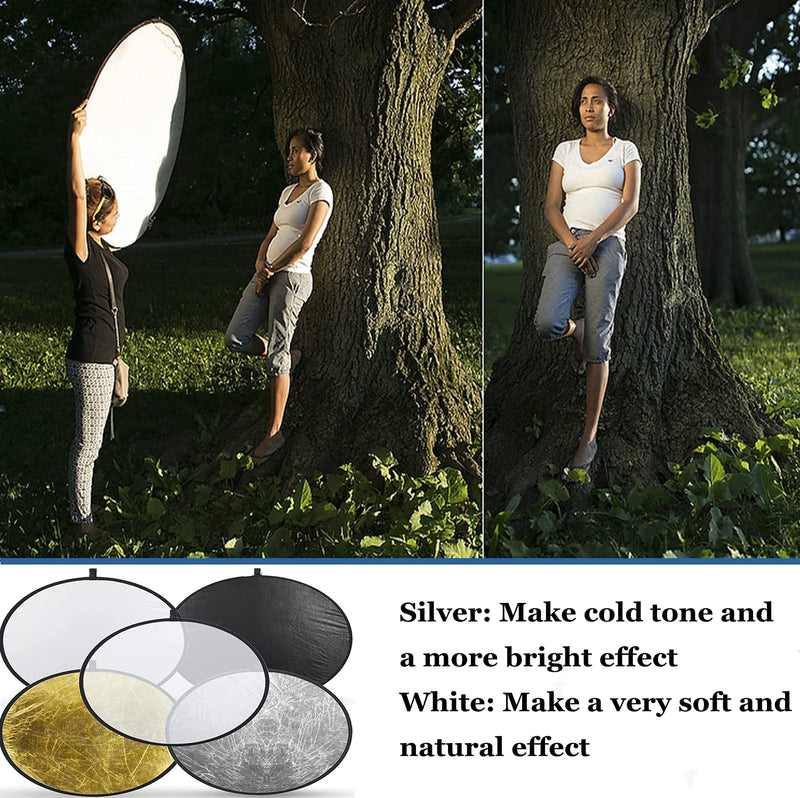  [AUSTRALIA] - Photography Light Reflectors HiYi 80cm/32inch 5-in-1Collapsible Background Diffuser Panel Camera Photo Disc Outdoor Light Reflector Diffuser Accessories(Silver/Gold//Translucent/White/Black) 32inch/80cm