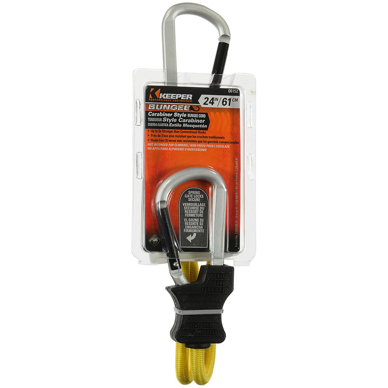  [AUSTRALIA] - Keeper 06152 24" Super Duty Bungee Cord with Carabiner Hook (Yellow)