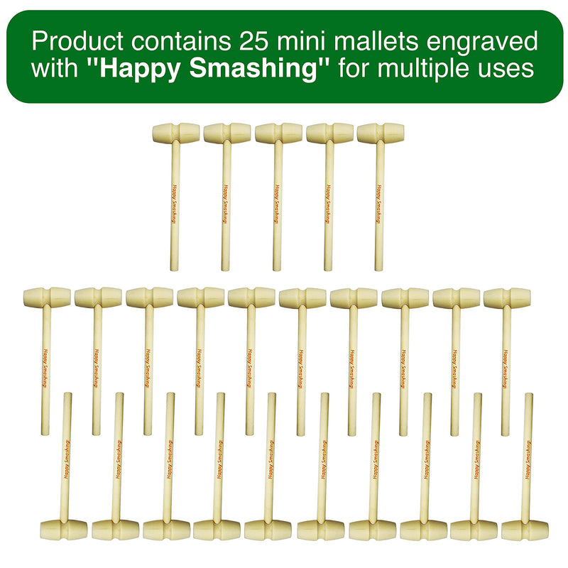  [AUSTRALIA] - 25 Mini wooden mallet chocolate seafood Engraved "Happy Smashing". Wooden Mallet Chocolate Hammer, Breakable Heart Hammer, Wooden Crab Mallets Suitable as Kids Hammer Small Mallet Mini Hammer