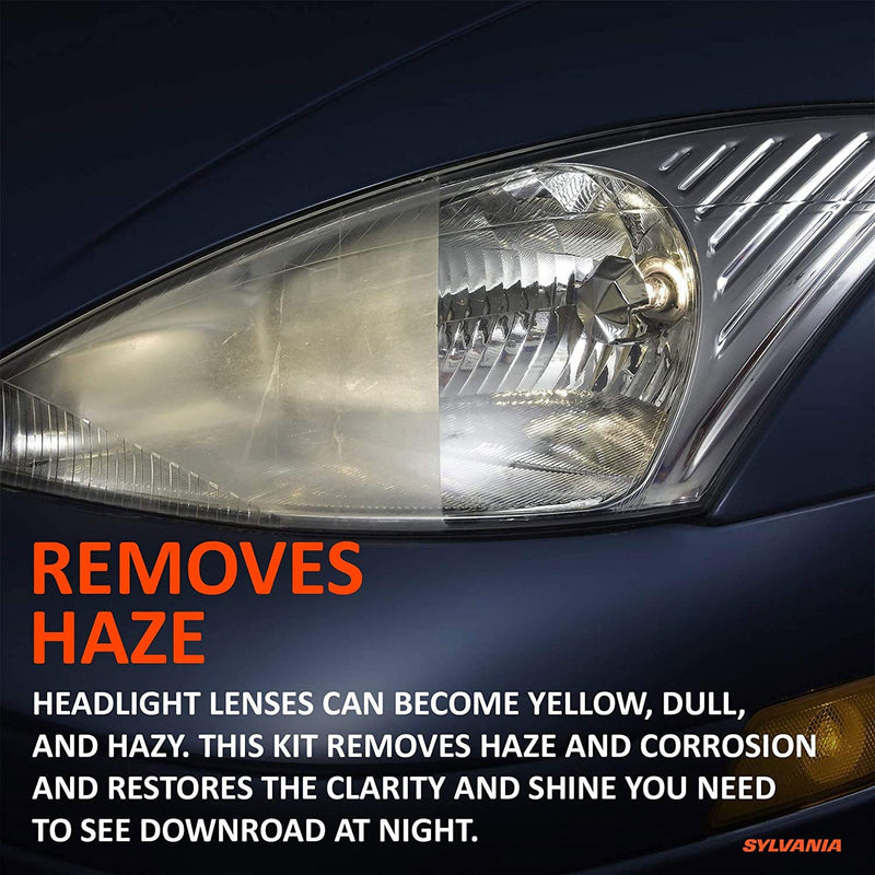 SYLVANIA - Headlight Restoration Kit - 3 Easy Steps to Restore Sun Damaged Headlights with Exclusive UV Block Clear Coat, Light Output and Beam Pattern Restored, Long Lasting Protection Complete Kit - LeoForward Australia