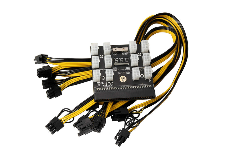  [AUSTRALIA] - 1600W Mining Power for PSU GPU 6PIN DPS-1200FB 12 Ports Breakout Board BTC with 6PCS 6Pin PCI-e to 6+2Pin PCI-e Power Cable