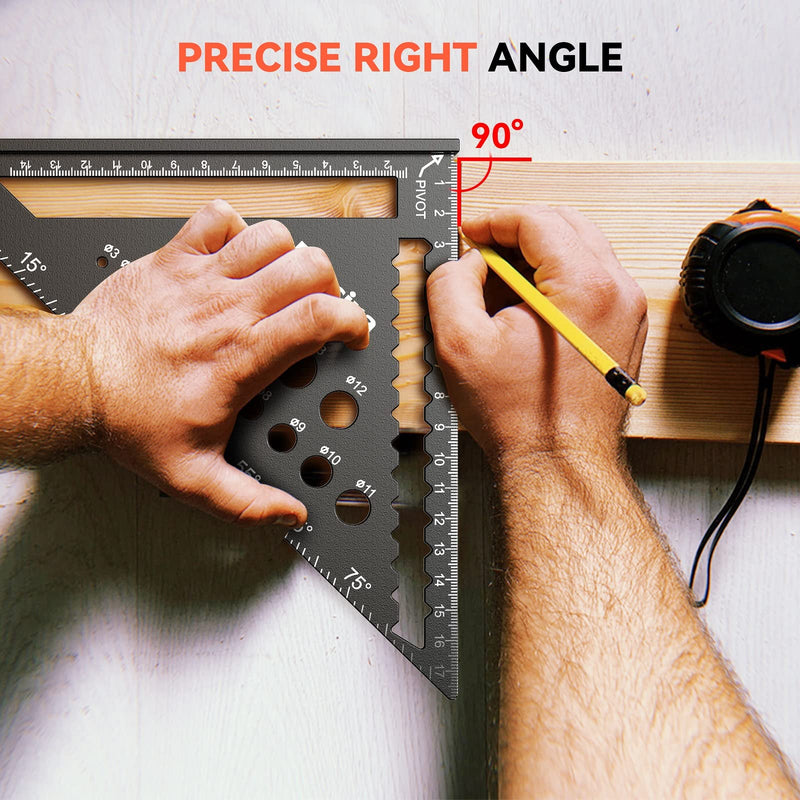  [AUSTRALIA] - Carpenter's square, multifunctional stop square, metal, aluminum ruler, angle guide, 18 cm, carpenter's square, carpenter's square, protractor, stop square, 45 and 90 degree angle, marking ruler