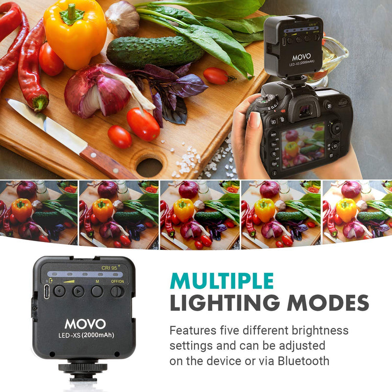  [AUSTRALIA] - Movo LED XS Portable Rechargeable LED Video Light with Soft Light Diffuser, and Shoe Mount - Compatible with DSLR Camera or Go Pro Rig - Small LED Light for Vlogging, Webcam, Streaming, Photography